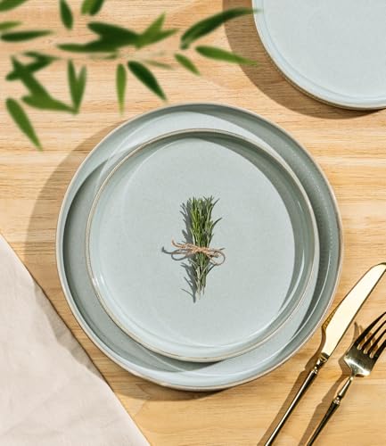 Image of TheTerra Ceramic Dinnerware Sets for 4, 12 Pieces Porcelain Lightweight Plates and Bowls Sets, Scratch Resistant Dish Set, Oven & Microwave & Dishwasher Safe,Illusion Blue