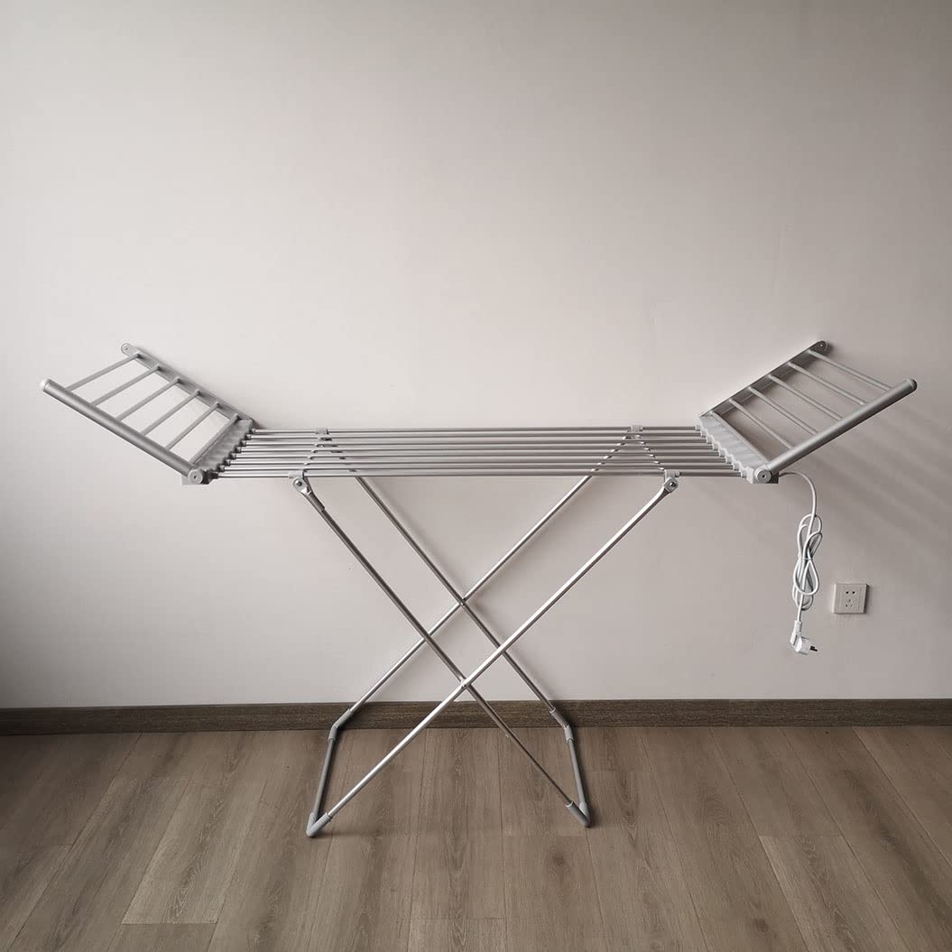 Stendibiancheria elettrico riscaldato da 230 W, con porta cavalli da interno alato a 18 barre, stendibiancheria a basso consumo energetico ed efficiente dal punto di vista energetico, scalda