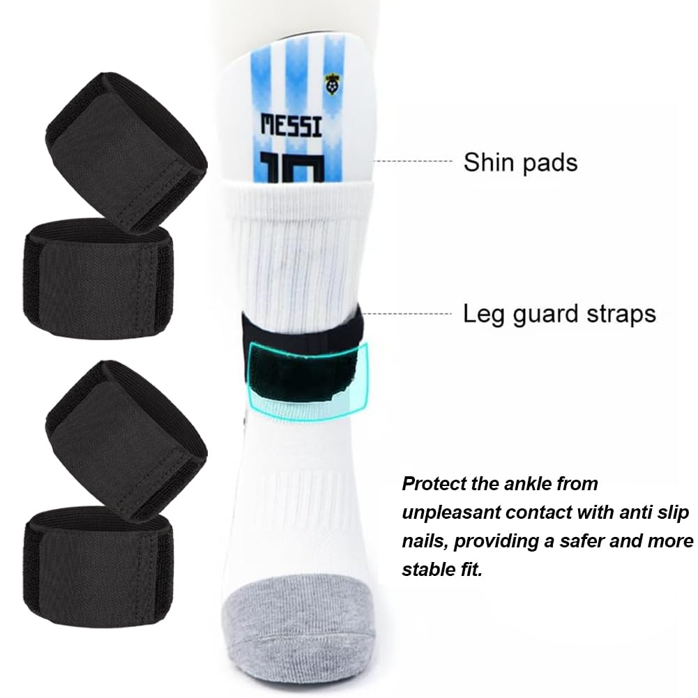 4 Pièces Bandes Protège-Tibia Football 32x5cm - Protège-Chevilles Antidérapantes Avec Fixation Réglable