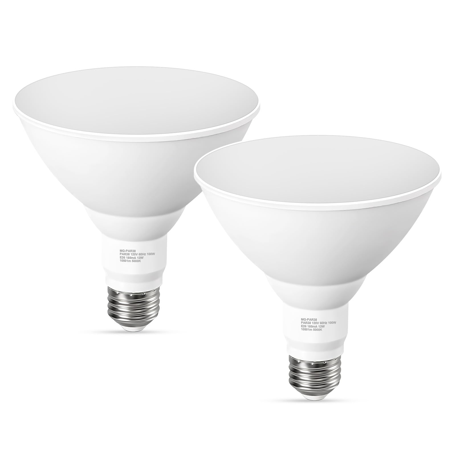 GvvooHome LED Flood Light Bulbs, PAR38 Outdoor Flood Light Bulb 5000K,13W 100W Equivalent, Daylight White LED Floodlight Dimmable, Waterproof for Porch Yard Garage, E26 Base, 15,000 Hrs, 2 Pack