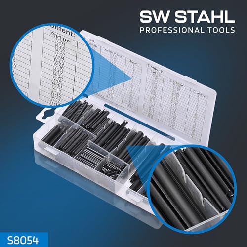 Foto von SW-Stahl S8054 Federstifte-Sortiment - 450 Teile Hohlsplinte ø 2,0-10 mm