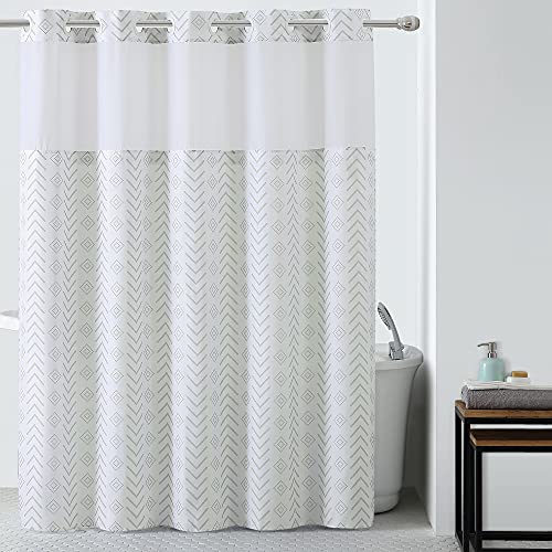 Hookless Tribal Shower Curtain with Peva Liner, 71 X 74, Taupe