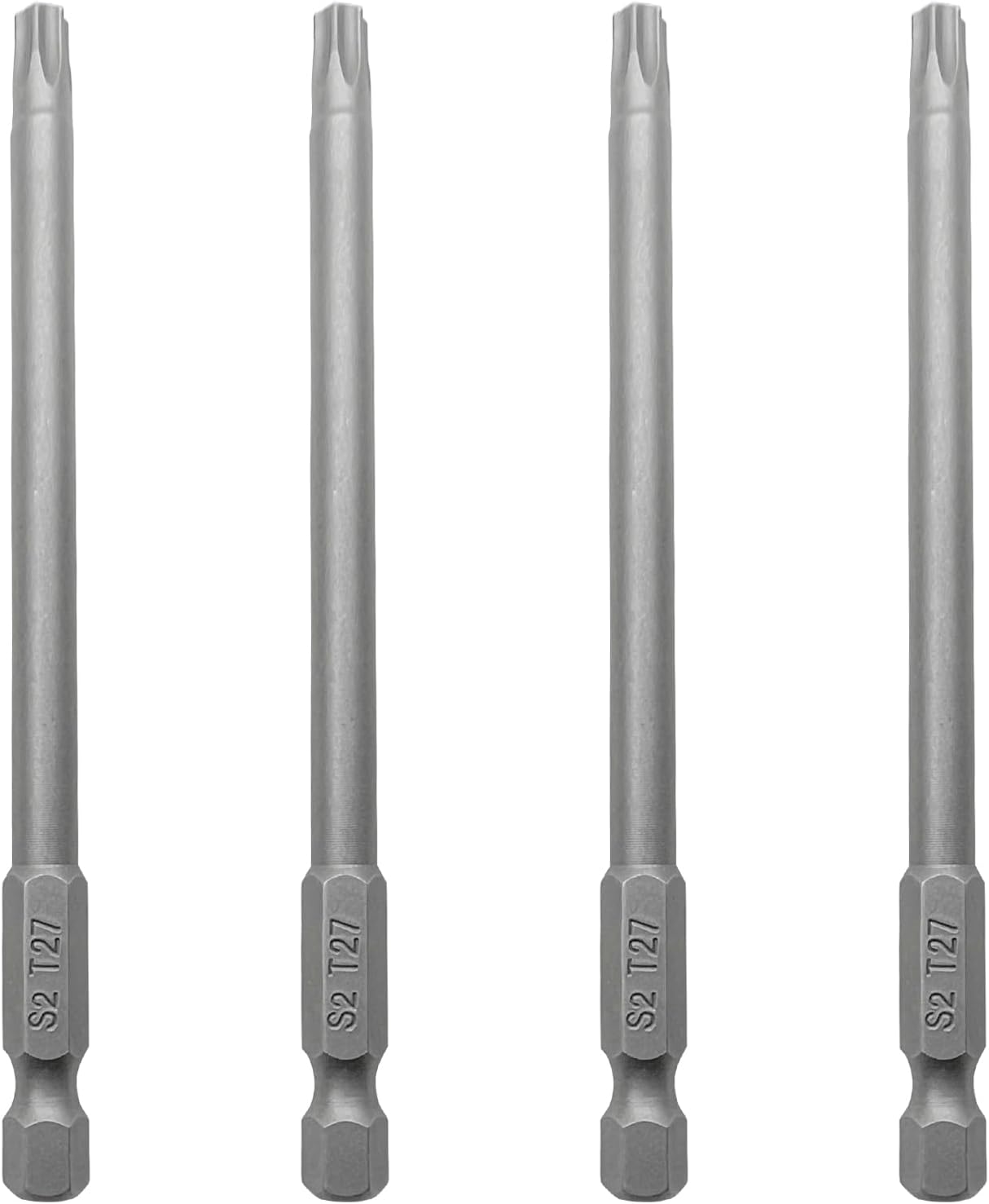 generic 10Pcs Torx Screwdriver Bit Set,1/4 Inch Hex Shank T27 Magnetic S2 Steel 100mm Length Torx Bit Set(T27), Silver
