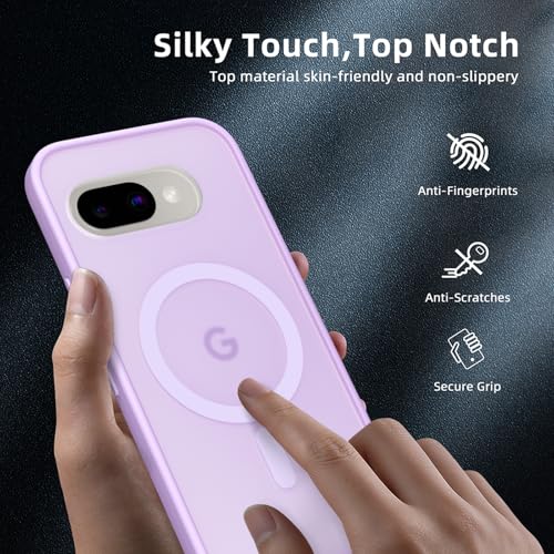 Image of X-level for Google Pixel 9A Case Compatible with MagSafe, Military Grade Drop Protection,Slim Translucent Matte Back Cover Shockproof Anti-Scratch Magnetic for Google Pixel 9A Phone Case,Purple