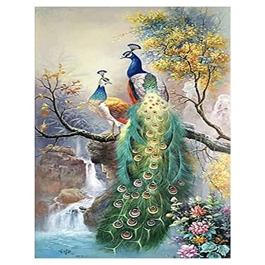 Juego de pintura de diamante cobertura completa 40x50cm punto de cruz pavo real cuadros diamantes 5d animales bordado lienzo mano mosaico piedras flores cuadros por numeros manualidades adultos