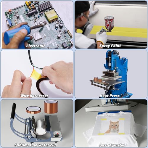 Image of 2 Rolls 75mm x 50m (164ft) Sublimation Tape Heat Transfer Tape, Heat Resistant Tape Sublimation Bulk, Brown Heat Transfer Tape for Sublimation Press Electronic Soldering Insulation, No Residue