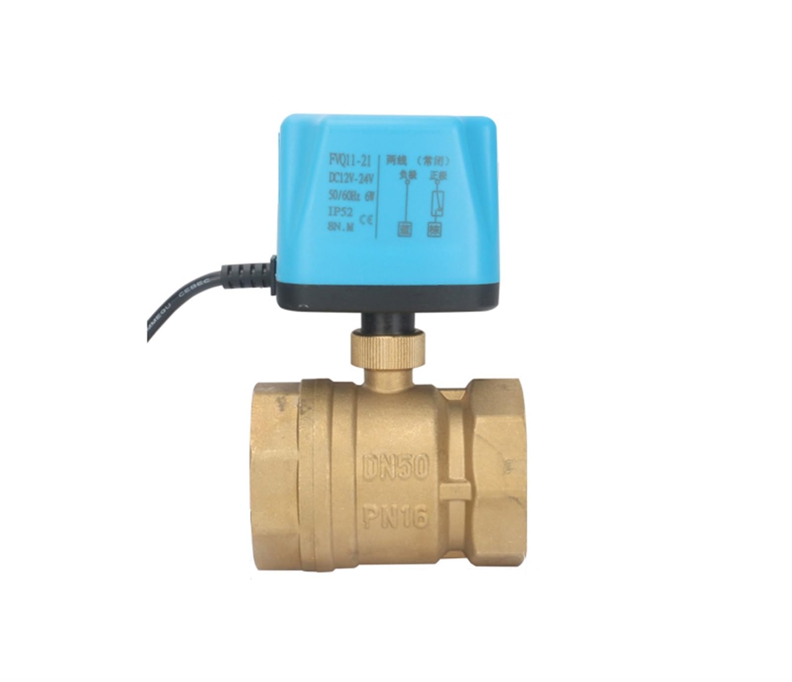 HDPHCRIUN 2inch Normally Closed/Open Motorized Ball Valve 220V 12V 24V 2-Wire Brass Electric Replace Solenoid 1Pcs(NORMALLY OPEN-110VAC)
