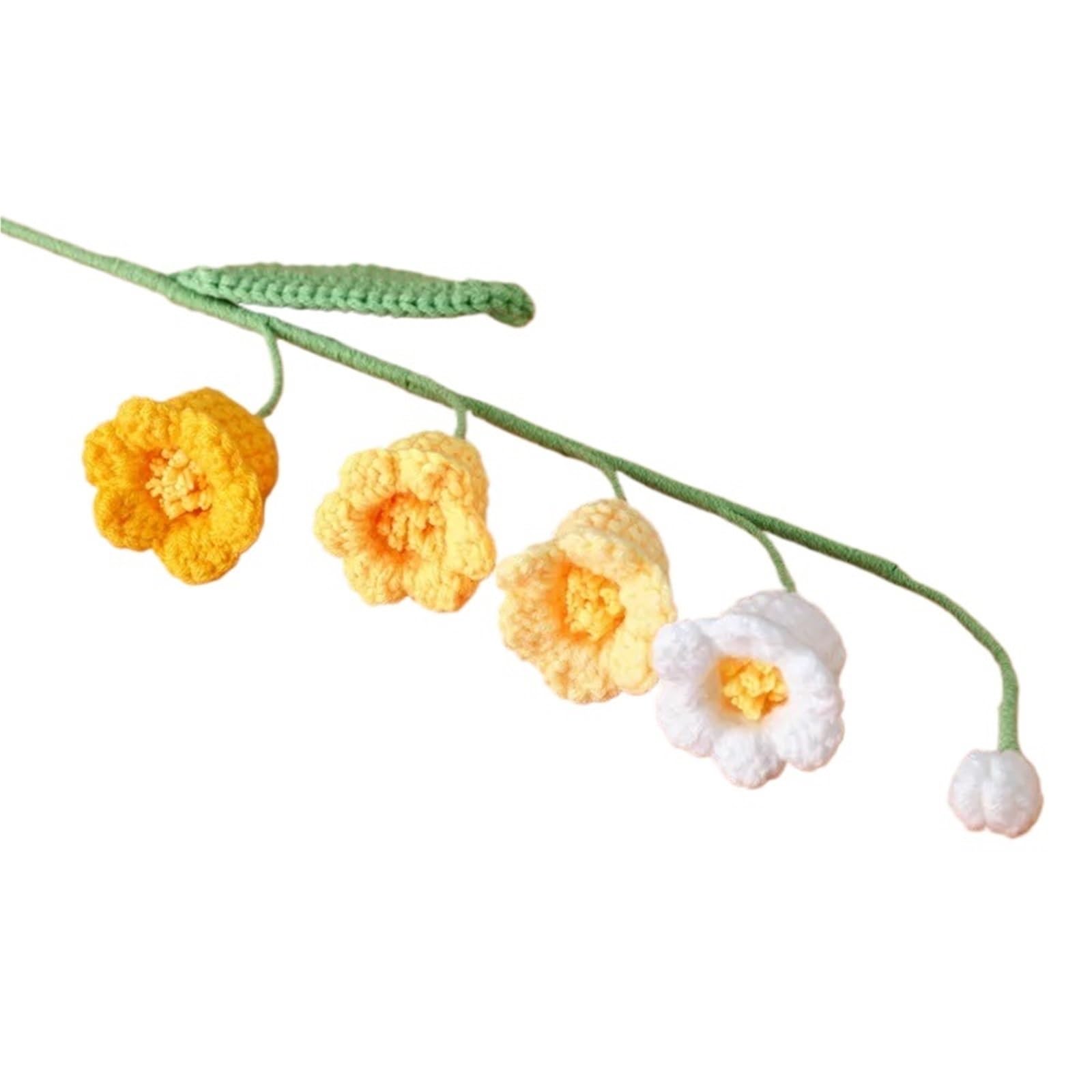 ZHSOAO 4pcs Crochet Bell Bouquet Finished Kintted Flower Fake Flowers for Weddings Birthdays(Color8)