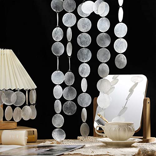 Capiz Shell 10 Feet Round Natural Shell for Wind Chimes Door Curtain Pendant Light Ceiling Light Crafts Garland DIY Hanging Ornaments Jewelry Wedding Home - Image 3