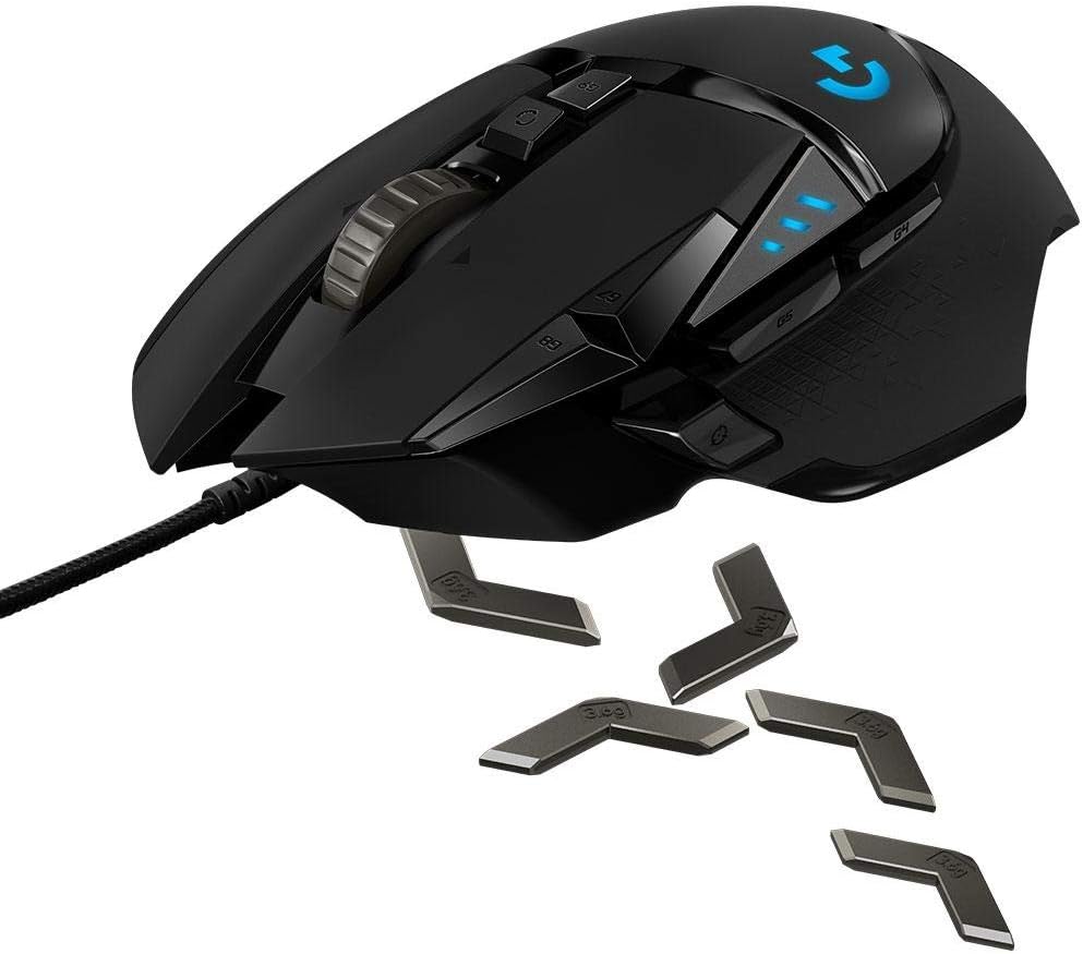 Logitech G502 Proteus Core Tunable Gaming Mouse, 12,000 DPI On-The-Fly DPI Shifting, Personalized Weight and Balance Tuning with (5) 3.6g Weights, 11 Programmable Buttons, Fully Customizable Surface