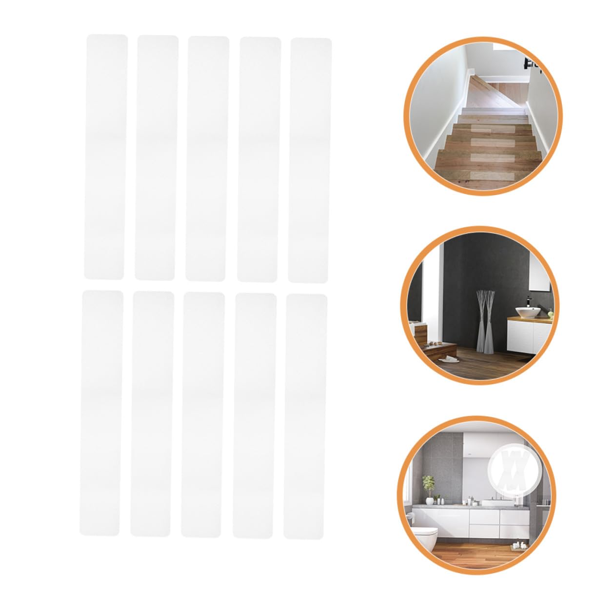 Tiras de Escalera Antideslizantes Transparentes, 10 Piezas Peva | Seguridad para Suelo en Escaleras y Ladders, Adhesivo de 10 Unidades, Formato Limpio y Discreto