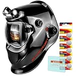 TRQWH Welding Helmet with Light True Color Auto Darkening Welding Helmets for Men Solar Powered Welding Hood with 2 Arc Sensor Wide Shade 4/9-13 for TIG MIG ARC Cool Welder Mask (Bright Black)