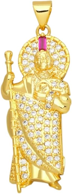 14K Yellow Gold San Judas Tadeo Pendant for Necklace No Chain Saint Jude Pendant cadena de san judas tadeo para hombre St Jude Charms San Judas Pendants Saint Jude Necklace for Women and Men