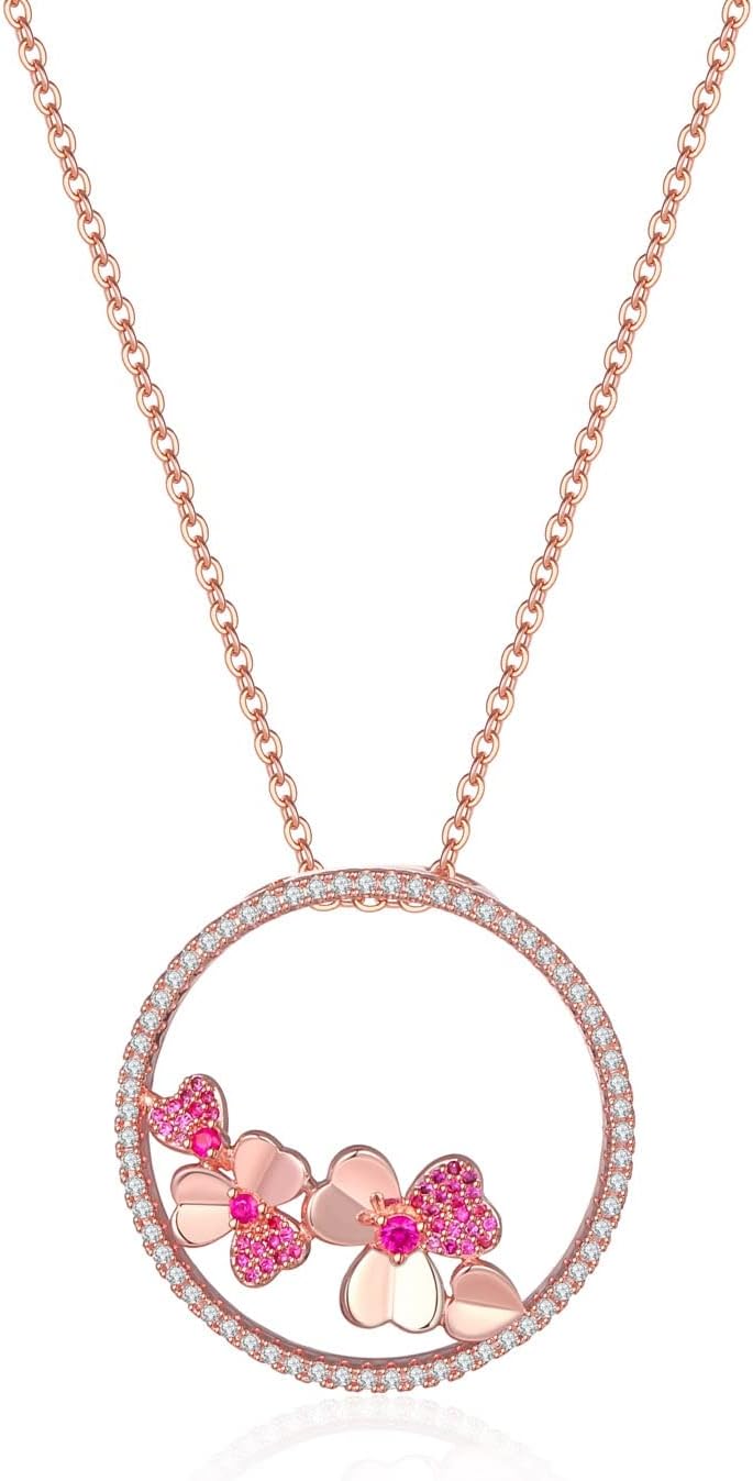 Necklace Jewelry Round Flower Inlaid Cubic Zirconia Necklace Women's Pendant Banquet Fashion Exquisite Elegant Necklace Jewelry Collar Chain Necklace