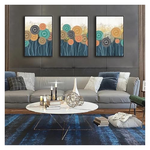 Tableau Déco Nature triptyque à rayures abstraites en toile