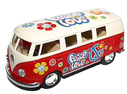 Price comparison product image Boy Children Boys Child - Race Them,  Yellow Flower Power VW T1 Bus 1963 Model Car Vehicle with Pull Back - Top Selling Christmas Xmas Top Up