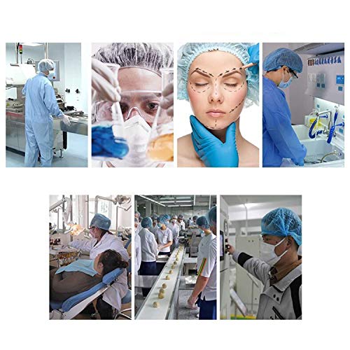 Foto von 100 Stück Einweg Nicht Gewebt Bouffant Kappen, 53,3 cm, Anti-Staub-Schutz, Kopfbedeckung, Kopfbedeckung mit elastischem Stretch-Band für medizinische Labors Krankenschwester Tattoo Krankenhaus – Blau