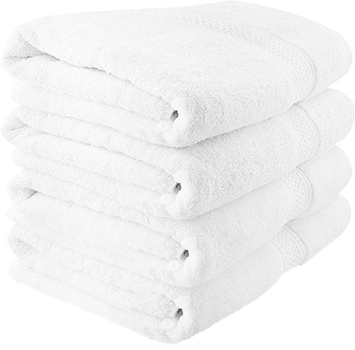 Extra Large Oversized Bath Towels-100% Cotton Turkish Towels for Hotel and Spa, Maximum Softness and Absorbency Bath Sheet, 39 Ounces (Large 40 by 87 Inch), Pack of 4, White