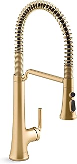 23765-2MB Tone Semi Professional Kitchen Sink Faucet, Pre-Rinse Kitchen Faucet, Commercial Faucet, Vibrant Brushed Moderne Brass