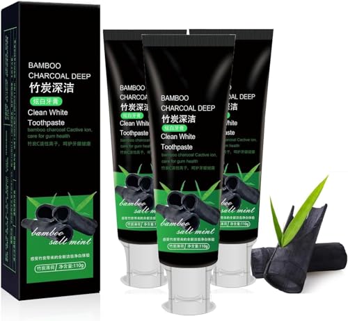 Pasta de dientes blanqueadora natural de carbón, pasta dental de blanqueamiento intensivo profundo de carbón de bambú 2025, pastas de dientes para dientes blancos, eliminación de manchas natural