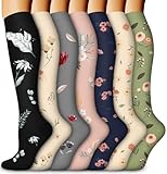 Aoliks Compression Socks for Women and Men, Knee High Support Stockings, Floral Patterned Design, Soft and Comfortable Socks, Circulation and Daily Comfort