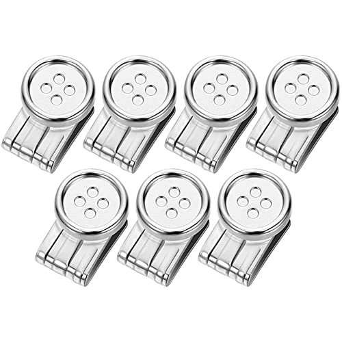 MELOTOUGH Supenders Botton Clip Movable No Sew Button End Brace Suspender Button Clips Set of 7 Pack (Chrome)