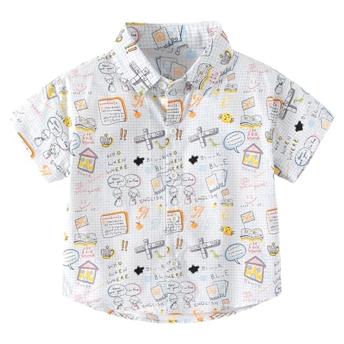 Short Sleeve Aloha Shirt for Toddler Boys Tropical Hawaiian Shirt Kids Button Down Collared Tops Cute Summer Shirts