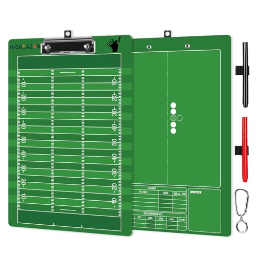 HIGHRAZON Football Coaches Clipboard, Green Double-Sided Dry Erase Coach Clipboard, Football...