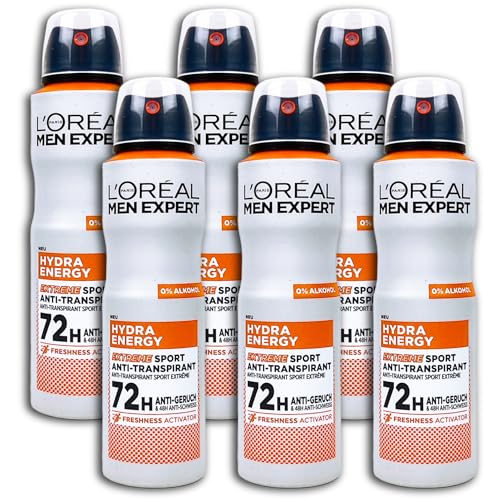 6 er Pack L’Oréal Men Expert Deospray Hydra Energy Extreme Sport Antitranspirant Deodorant 6 x 150 ml