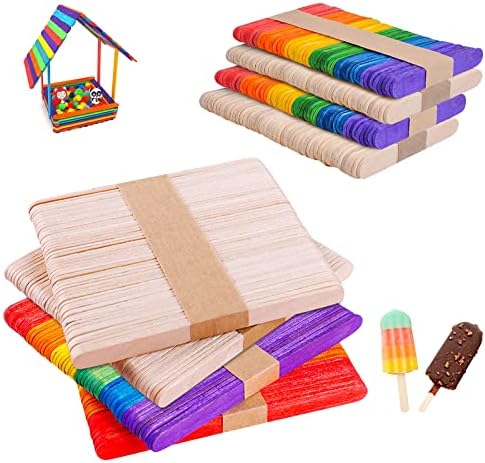 Holzstäbchen Set 400 Stück - Eisstiele 6,5cm & 11cm In 7 Farben