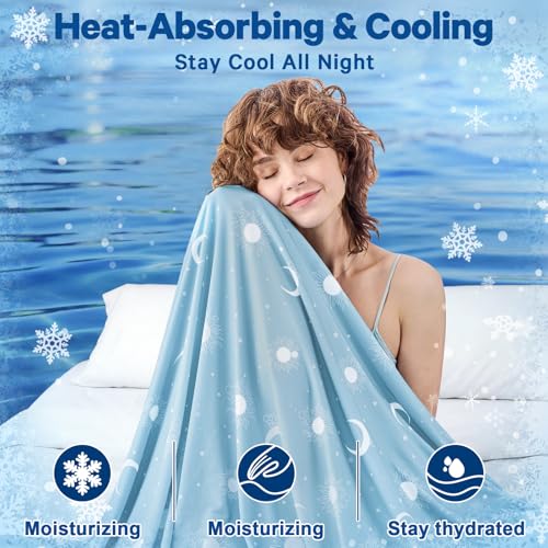 Image of inhand Cooling Blanket Full Size (80 inchx90 inch) - Double Sided Cooling Blankets for Hot Sleepers, Breathable Lightweight Summer Blanket for Beach, Sofa Bed Couch, Room Decor, Gifts for Women Sky Blue