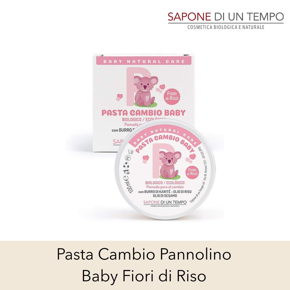Sapone di un Tempo Pasta Cambio Pannolino Baby Fiori di Riso 100 ml Eco Bio Ossido di Zinco