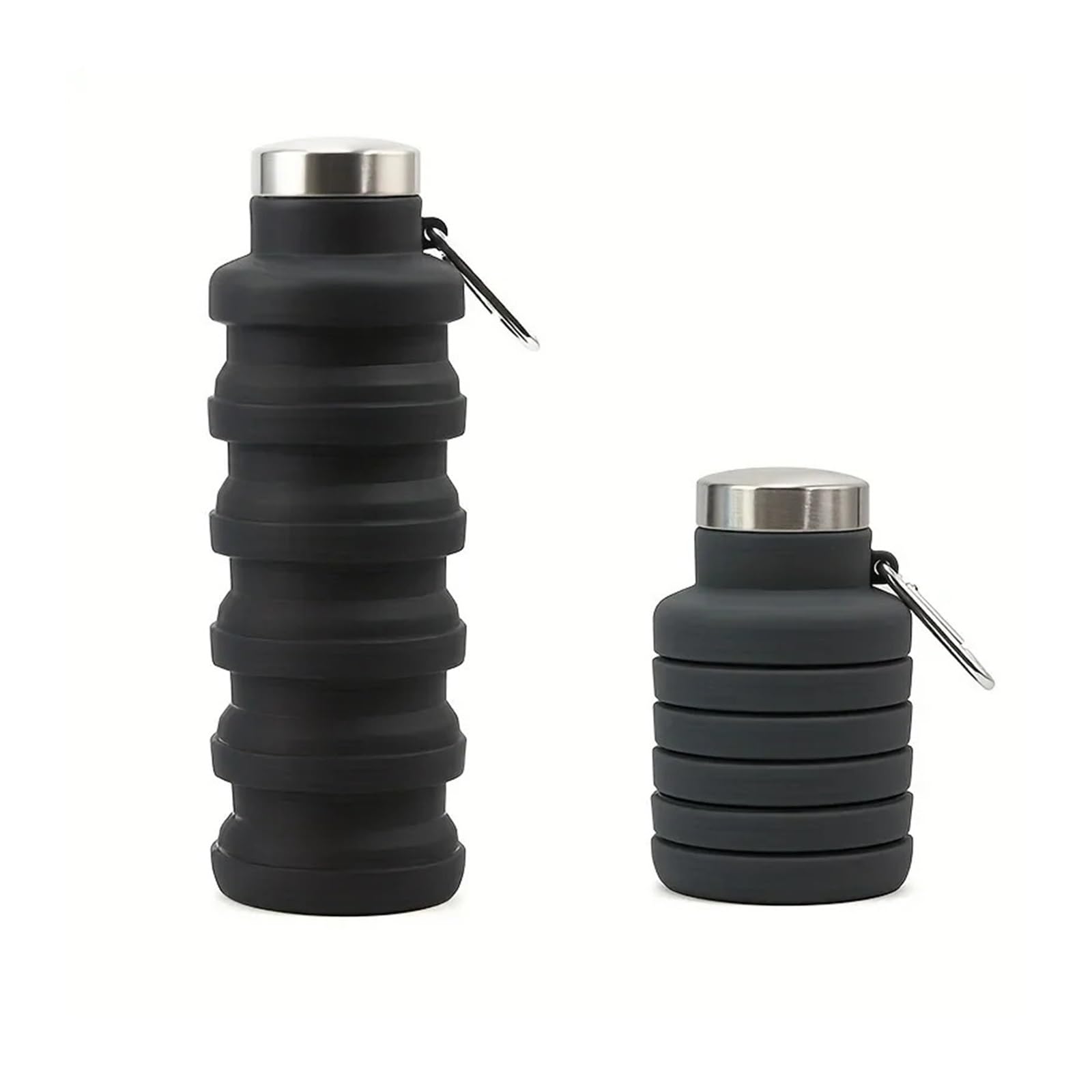 Generisch Botella de agua deportiva plegable, taza viaje portátil for exteriores, retráctil, fácil almacenar, 1 ud(1pc Black)