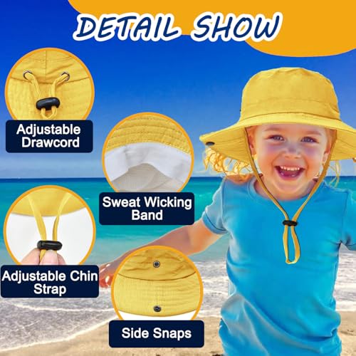Image of Outdoor Kids Sun Hat UPF 50+ Quick Dry Foldable Bucket Hat Lightweight Adjustable Fishing Safari Hat for Girls and Boys
