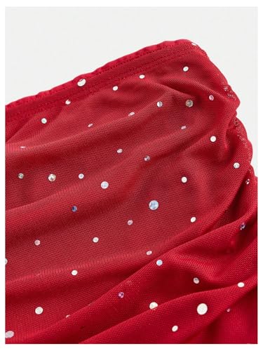 Image of Floerns Women's Rhinestone Sleeveless Bandeau Party Corset Strapless Tube Sequin Top