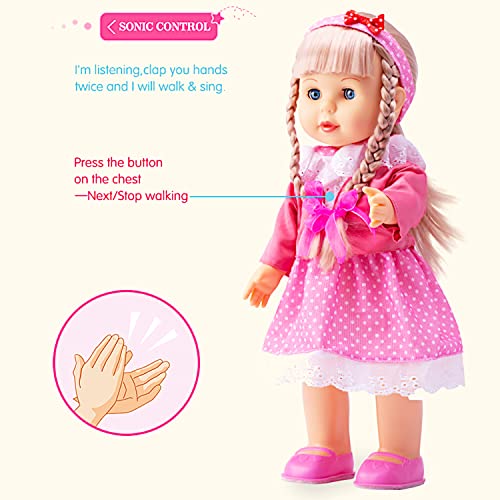 Poco Divo Walking Doll 17" Interactive Vinyl Toy Baby Sonic Control Cuddly Girl Singing Talking Blonde Princess With Blinking Eyes #TOP2