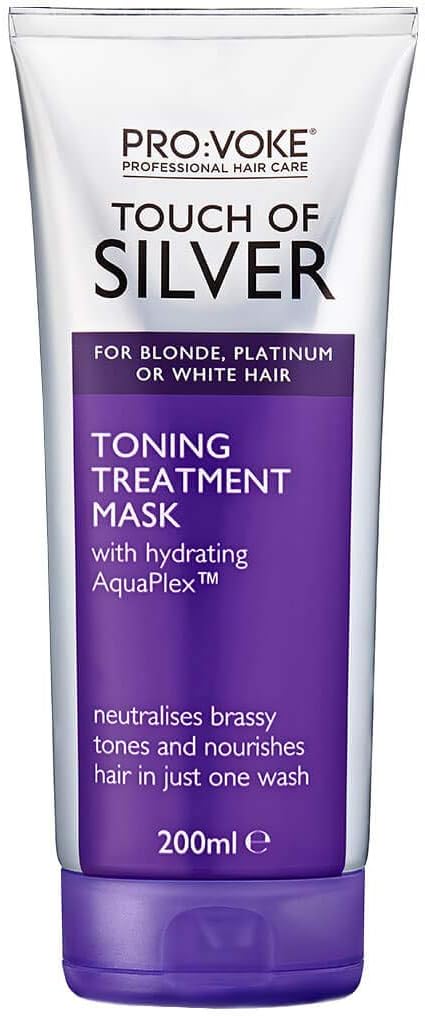 PROVOKE Touch of Silver Toning Treatment Mask 200ml | Purple Conditioner for Blonde, Platinum, White or Grey Hair | Purple Shampoo Alternative to Banish Brassy Tones, packaging may vary