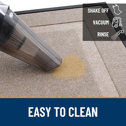 Image of OLANLY Front Door Mat Indoor Outdoor Entrance, Waterproof All-Season, All-Weather Doormat, Sturdy Natural Rubber, Low Profile, Easy Clean Patio Porch Entryway Mat, 33x21, Camel