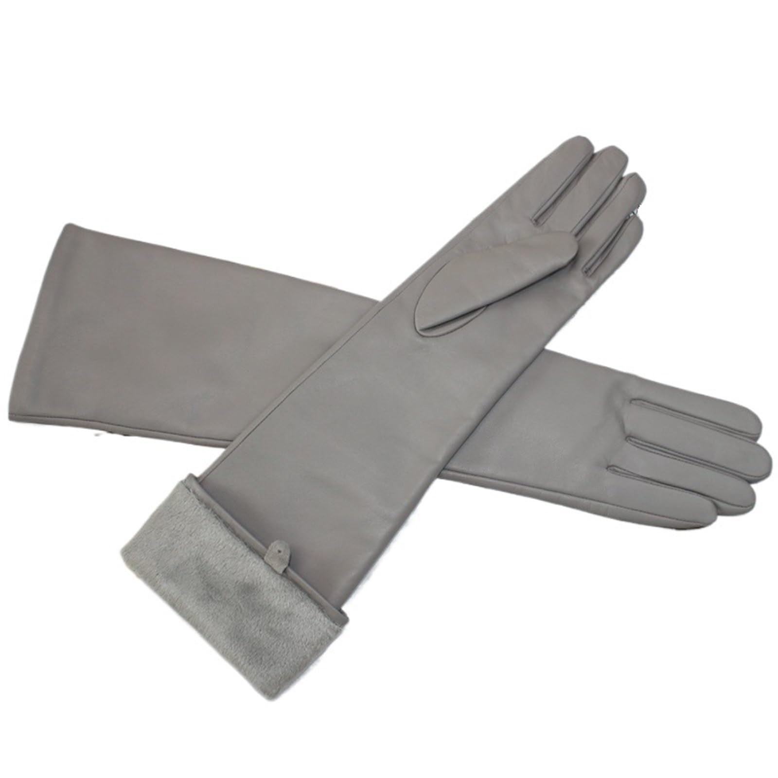 Guantes largos for mujer Color sólido Versátil Forro de terciopelo cálido cuero invierno para fiestas, banquetes