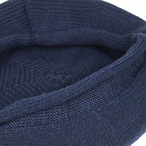 Women's Solid Knit Furry French Beret Chic Beanie - Fall Winter Paris Artist Cap Beanie Hat (Navy) #TOP6