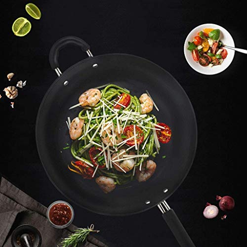 Wok de hierro fundido 32 cm con mango de madera miniatura 6