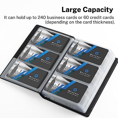 Maxgear MAXGEAR-240-CARD HOLDER BOOK-PU-BLACK Business Card Organizer, Portable Business Card Holder Book For Men & Women, 240 Business Cards Book Credit Card Binder Professional Business Card Holders Name Card Holder File Storage thumb #4