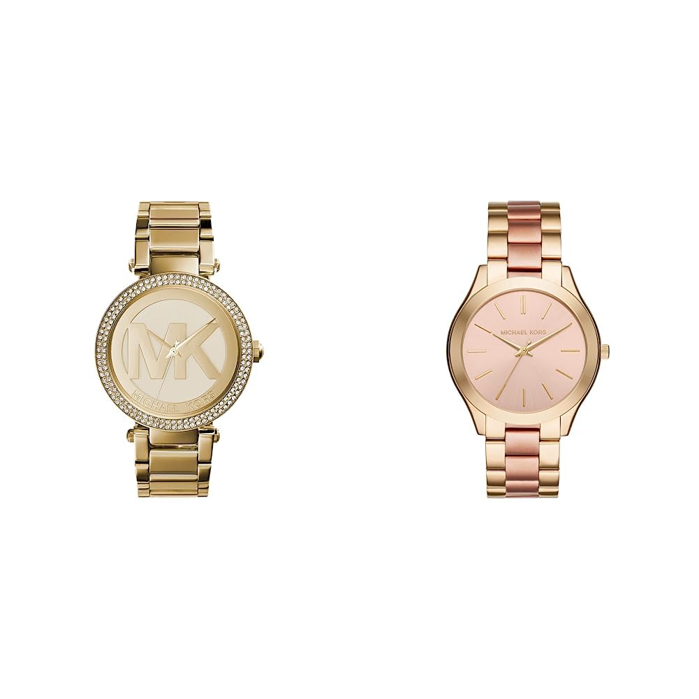 Michael Kors Reloj para Mujer Parker, Movimiento de Tres Agujas, MK5784 & Reloj para Mujer Slim Runway, Movimiento de Tres manecillas, MK3493