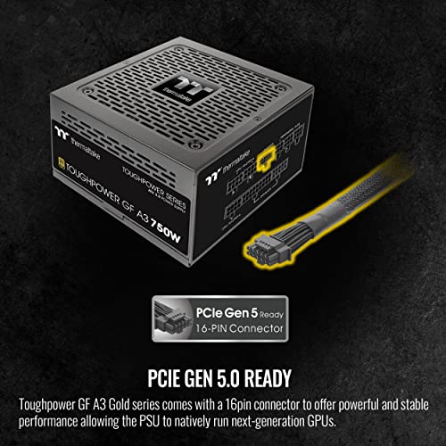 Thermaltake Toughpower GF A3 750W, True 300W 12VHPWR Connectors on PSU & NVIDIA RTX 40 Series, ATX 3.0/PCI-E 5.0, 80+ Gold, SLI/Crossfire Ready Power Supply, PS-TPD-0750FNFAGU-L, 10 Year Warranty by Thermaltake - Image 4