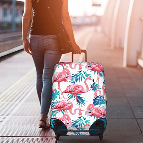 Luggage Cover Elastic Washable Stretch Suitcase Protector Anti-Scratch Travel Suitcase Cover for Kid and Adult, Flamingo 2, M (22-24 inch suitcase)