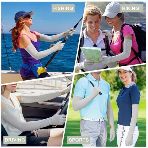 Image of PALAY Hand Gloves for Sun Protection Cooling UV Protection Arm Sleeves for Women Men, Nylon Ice Silk Hand Cover Arm Sleeves for Bike Riding Hiking - Anti-slip & Breathable