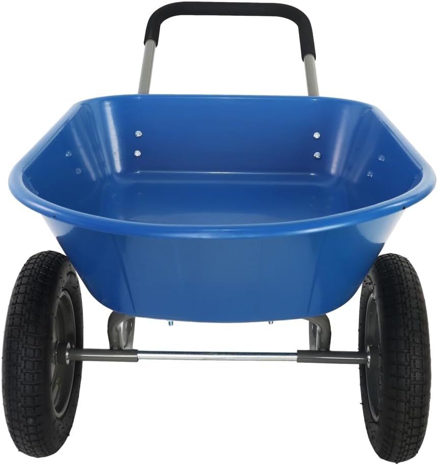 300 LB Blue Wheel Barrow Two Wheeled Trolley for Residential Gardening and Landscaping 15 Inch Pneumatic Wheel WB189BL