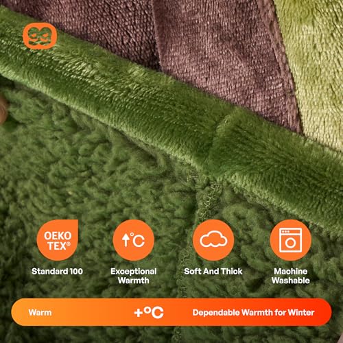 Image of Giggling Getup Wearable Blanket Hoodie for Girls and Boys Sherpa Fleece Hooded Blanket Sweatshirt Warm Cozy Sherpa Wearable Throw Oversized Hoodie with Giant Pocket & Sleeves for Kids Avocado