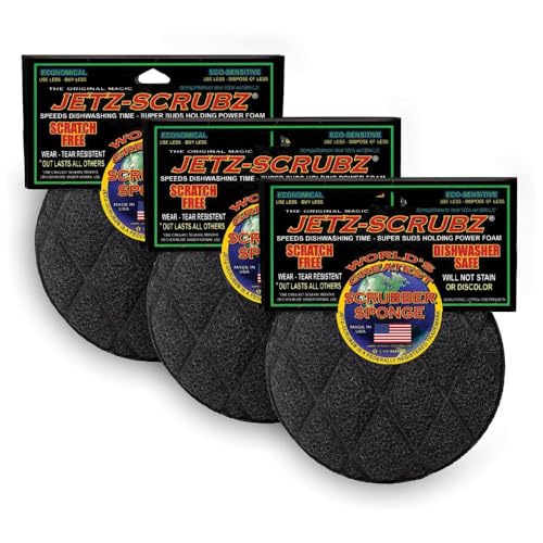 Jetz-Scrubz Scrubber Sponge J22/3 Round Set of 3 Made in the USA