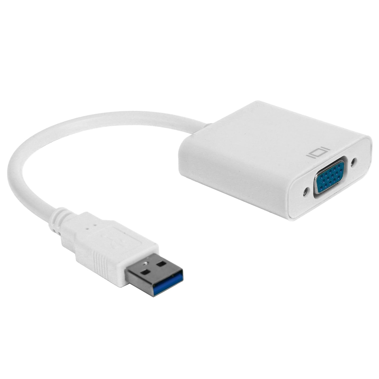 ZJchao Convertisseur USB USB3.0 USB3.0 vers VGA Mâle, Câble Adaptateur HD 1080P 5Gbps, Carte Vidéo Externe Femelle 15 Broches pour PC, Ordinateur Portable, Projecteur, (White)